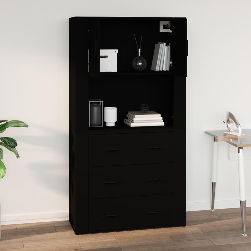 vidaXL Wall Cabinet Black 80x33x80 cm Engineered Wood