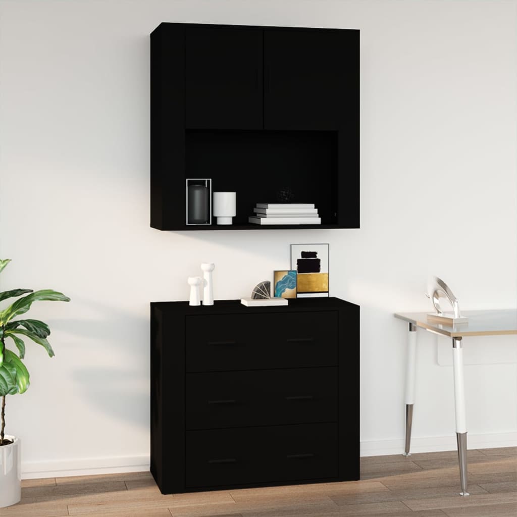 vidaXL Wall Cabinet Black 80x33x80 cm Engineered Wood