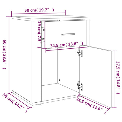 vidaXL Bedside Cabinet Smoked Oak 50x36x60 cm Engineered Wood