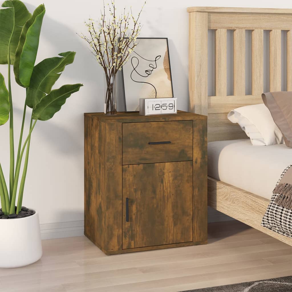 vidaXL Bedside Cabinet Smoked Oak 50x36x60 cm Engineered Wood