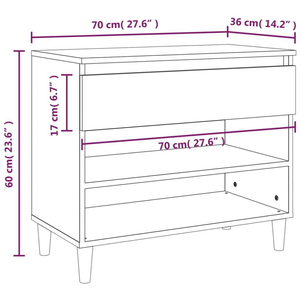 vidaXL Shoe Cabinet High Gloss White 70x36x60 cm Engineered Wood