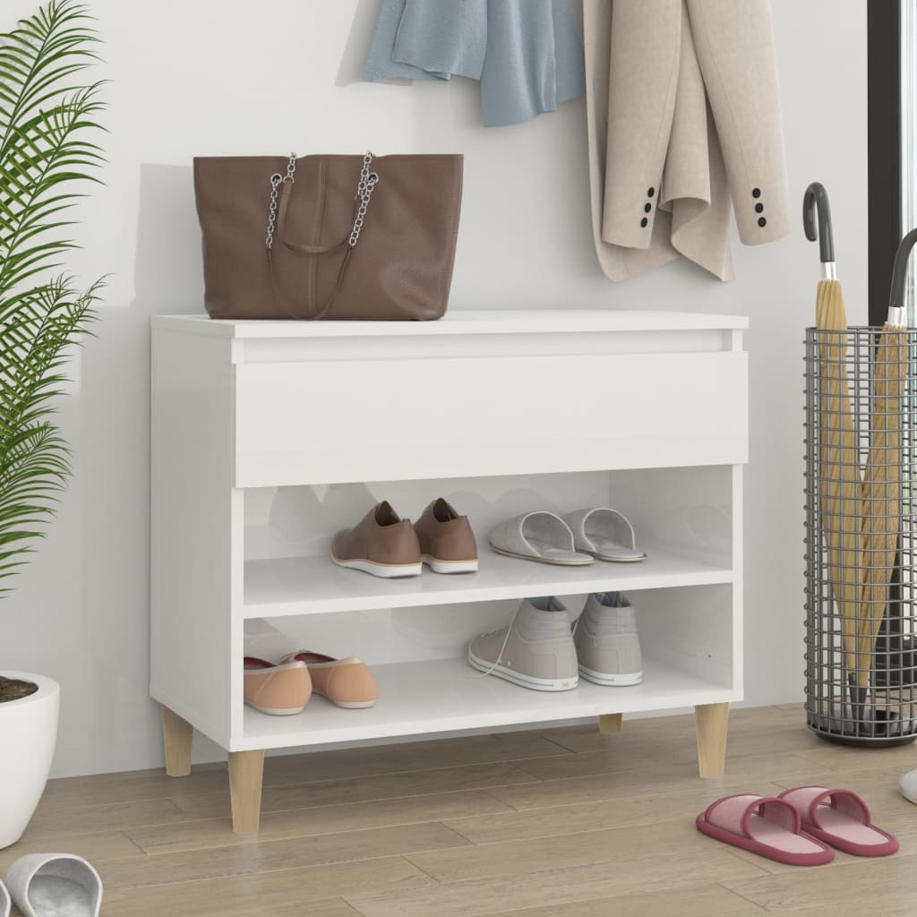 vidaXL Shoe Cabinet High Gloss White 70x36x60 cm Engineered Wood