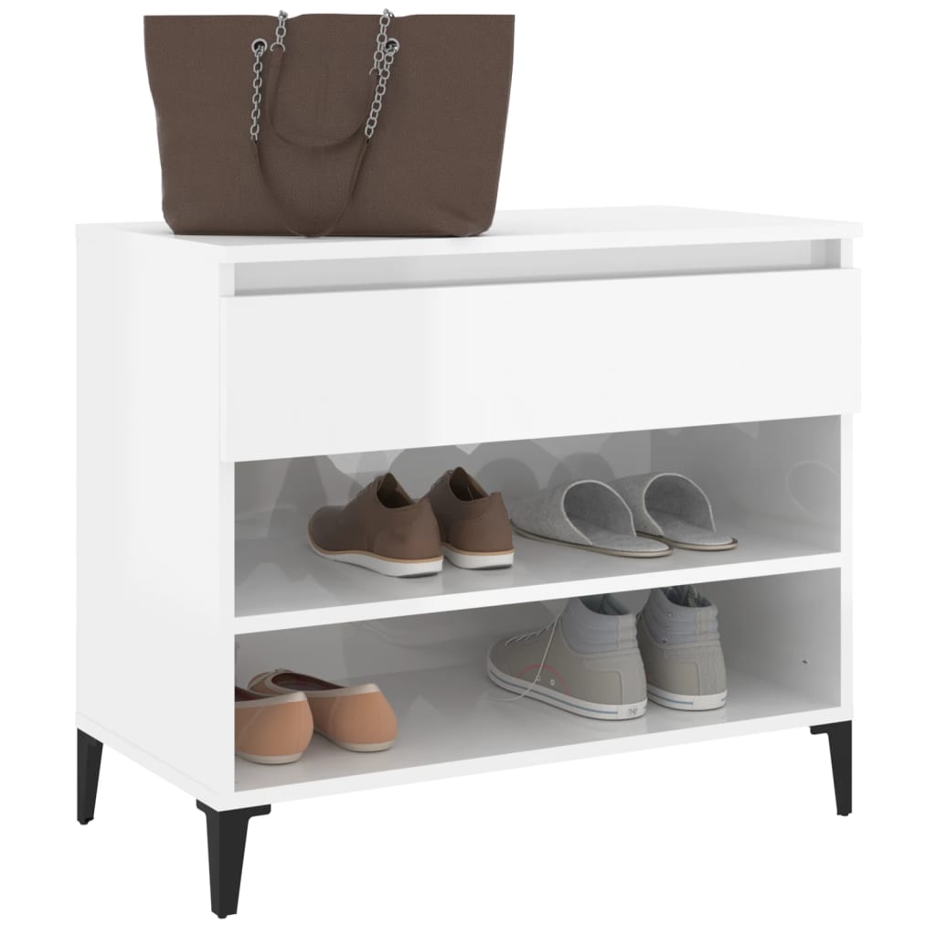 vidaXL Shoe Cabinet High Gloss White 70x36x60 cm Engineered Wood