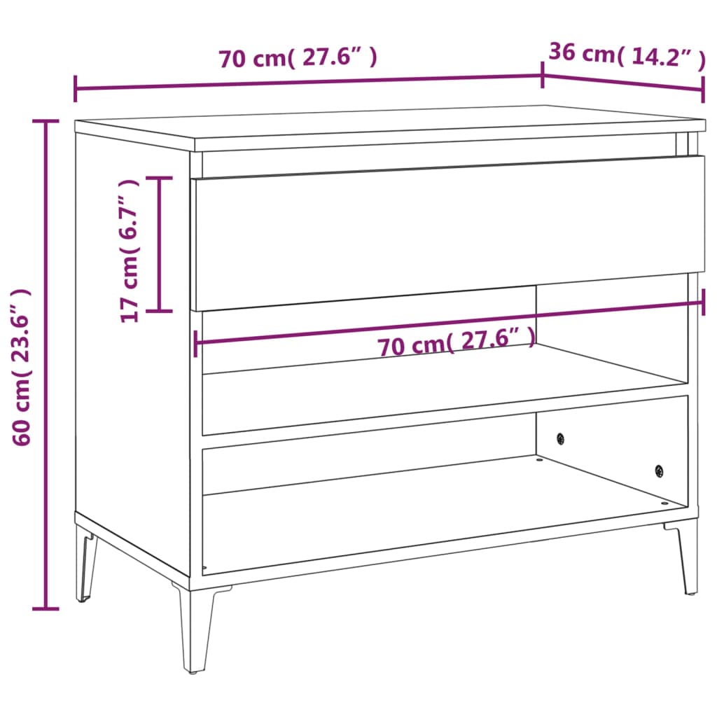 vidaXL Shoe Cabinet High Gloss White 70x36x60 cm Engineered Wood