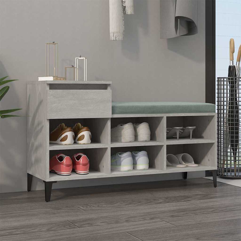Shoe Cabinet 102x36x60 cm Engineered Wood Concrete grey