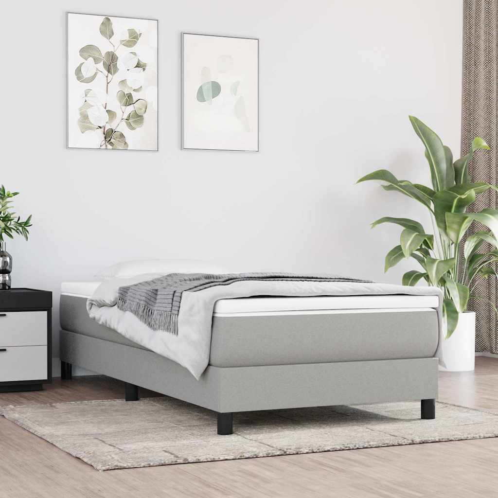 Box Spring Bed Frame Single Fabric Light grey 3FT Single 25 cm