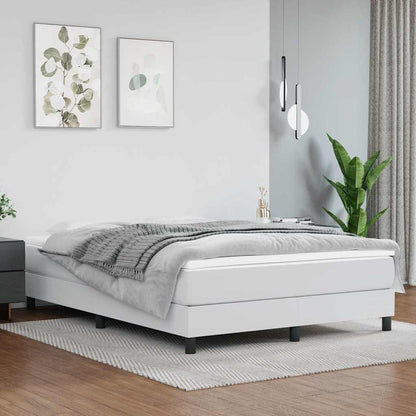 Box Spring Bed Frame Single Faux Leather White 4FT6 Double 25 cm