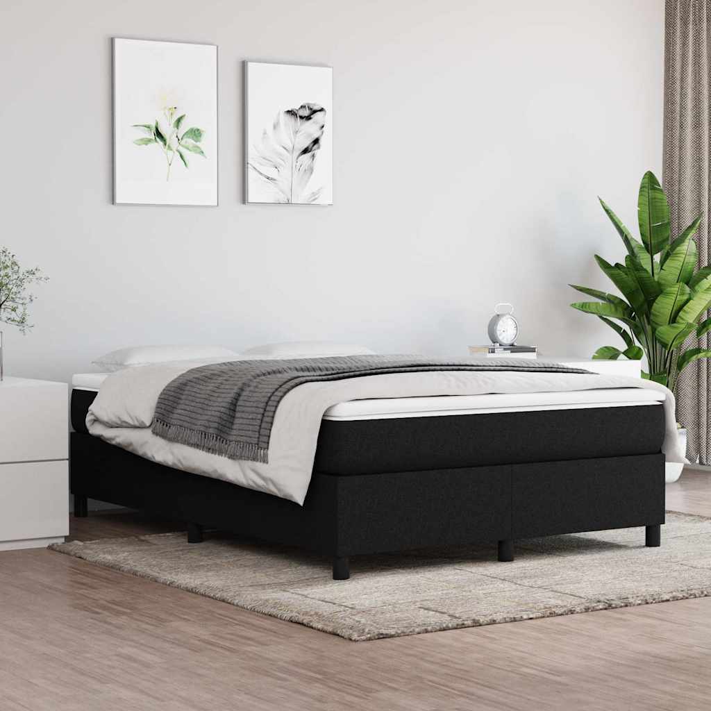 Box Spring Bed Frame Single Fabric Black 4FT6 Double 35 cm