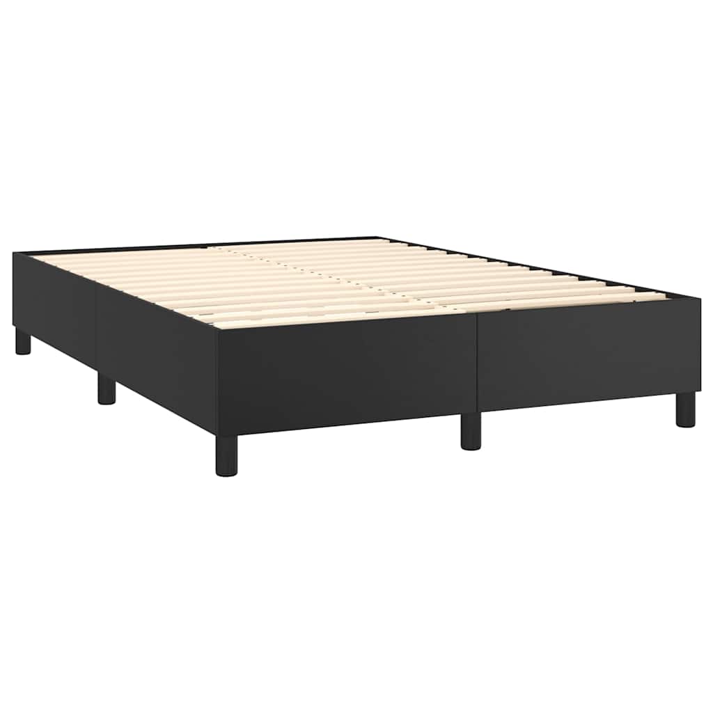 Box Spring Bed Frame Single Faux Leather Black 4FT6 Double 35 cm