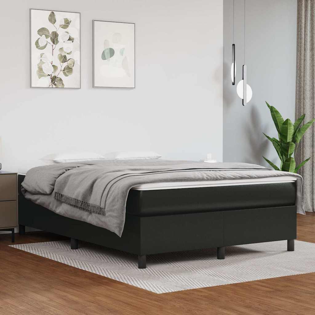 Box Spring Bed Frame Single Faux Leather Black 4FT6 Double 35 cm