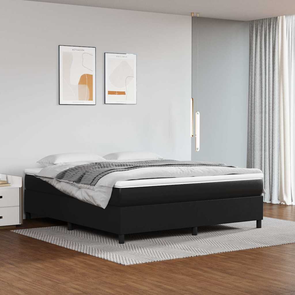 Box Spring Bed Frame Single Faux Leather Black 6FT Super King Size 35 cm