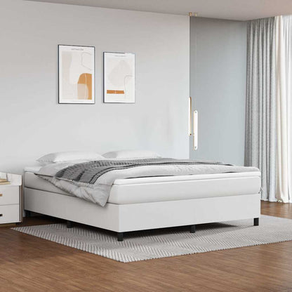 Box Spring Bed Frame Single Faux Leather White 6FT Super King Size 35 cm