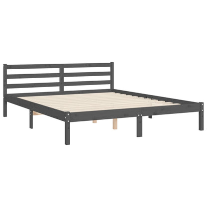 vidaXL Bed Frame with Headboard Grey 160x200 cm Solid Wood