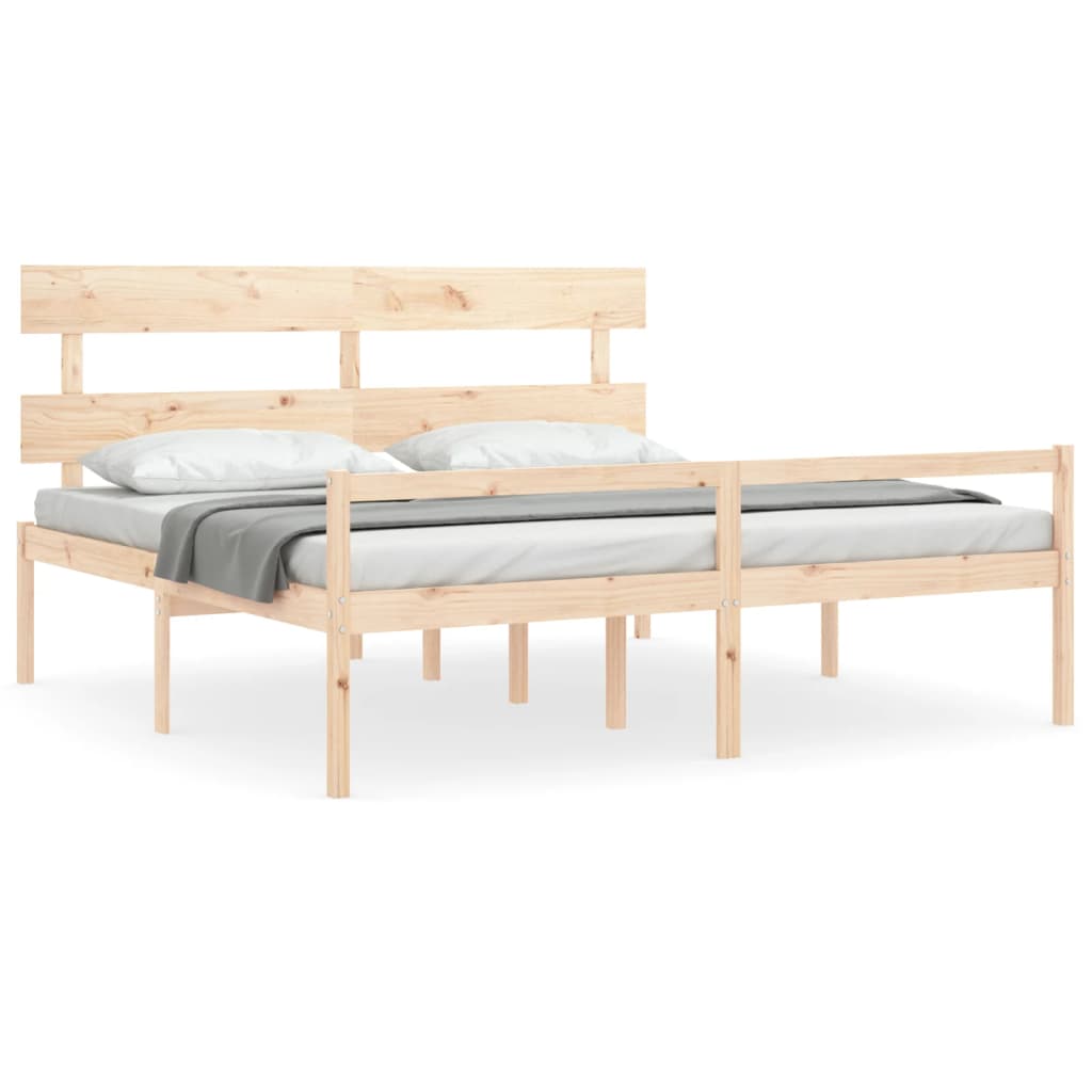 Senior Bed without Mattress Solid Wood High Length 200 cm Natural 200 cm