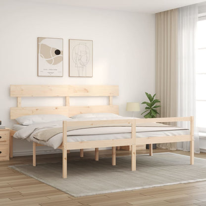 Senior Bed without Mattress Solid Wood High Length 200 cm Natural 200 cm