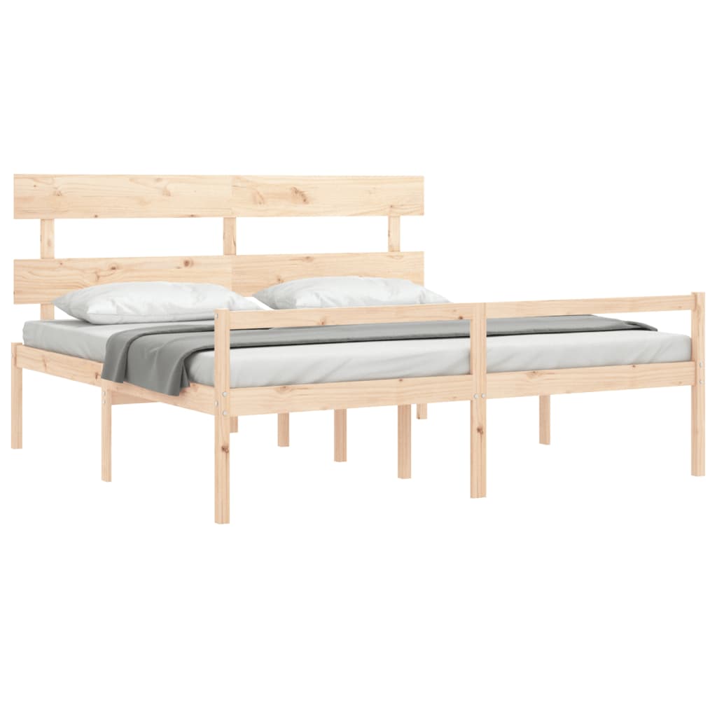 Senior Bed without Mattress Solid Wood High Length 200 cm Natural 200 cm