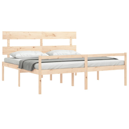 Senior Bed without Mattress Solid Wood High Length 200 cm Natural 200 cm