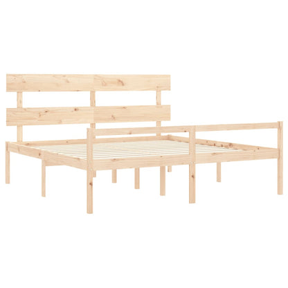 Senior Bed without Mattress Solid Wood High Length 200 cm Natural 200 cm