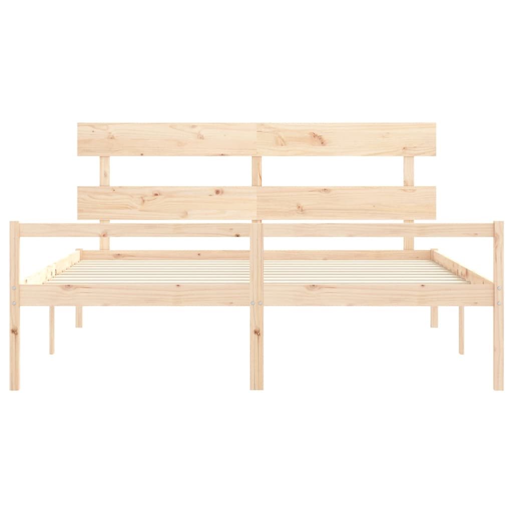 Senior Bed without Mattress Solid Wood High Length 200 cm Natural 200 cm