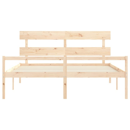 Senior Bed without Mattress Solid Wood High Length 200 cm Natural 200 cm