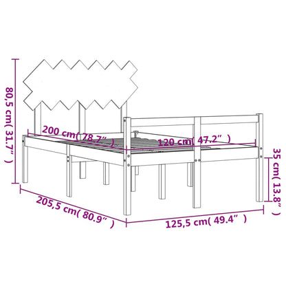 vidaXL Bed Frame with Headboard Grey 120x200 cm Solid Wood