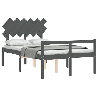 vidaXL Bed Frame with Headboard Grey 120x200 cm Solid Wood