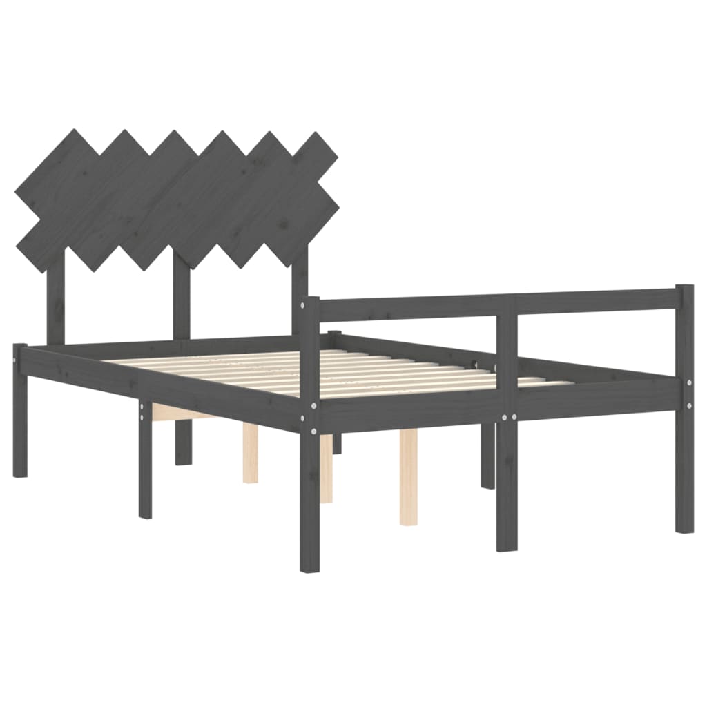 vidaXL Bed Frame with Headboard Grey 120x200 cm Solid Wood