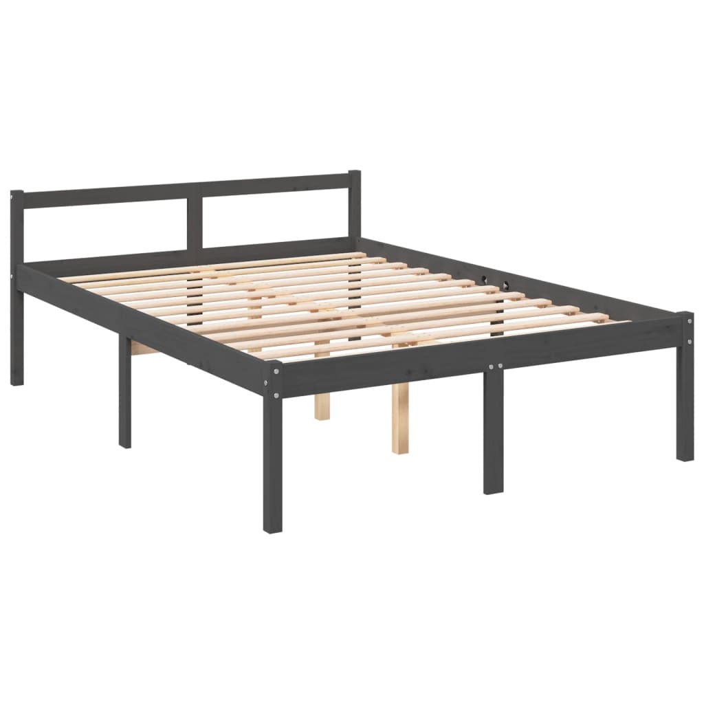 vidaXL Bed Frame with Headboard Grey 120x200 cm Solid Wood