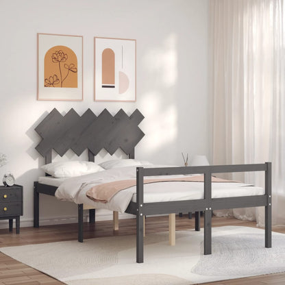 vidaXL Bed Frame with Headboard Grey 120x200 cm Solid Wood