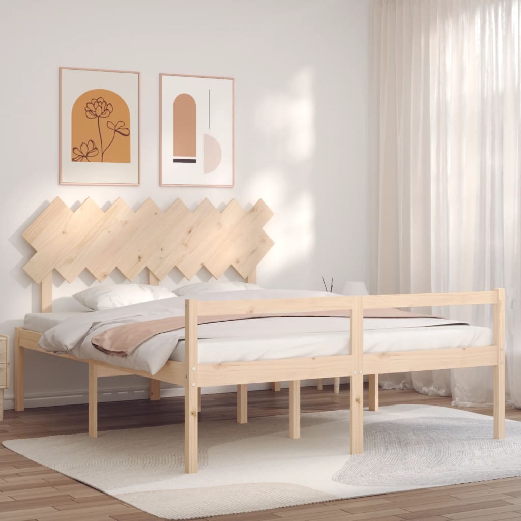 Senior Bed without Mattress Solid Wood Length 200 cm Natural 160 cm