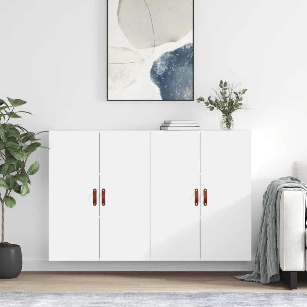 Wall Mounted Cabinets 2 pcs 69.5x34x90 cm Leather White