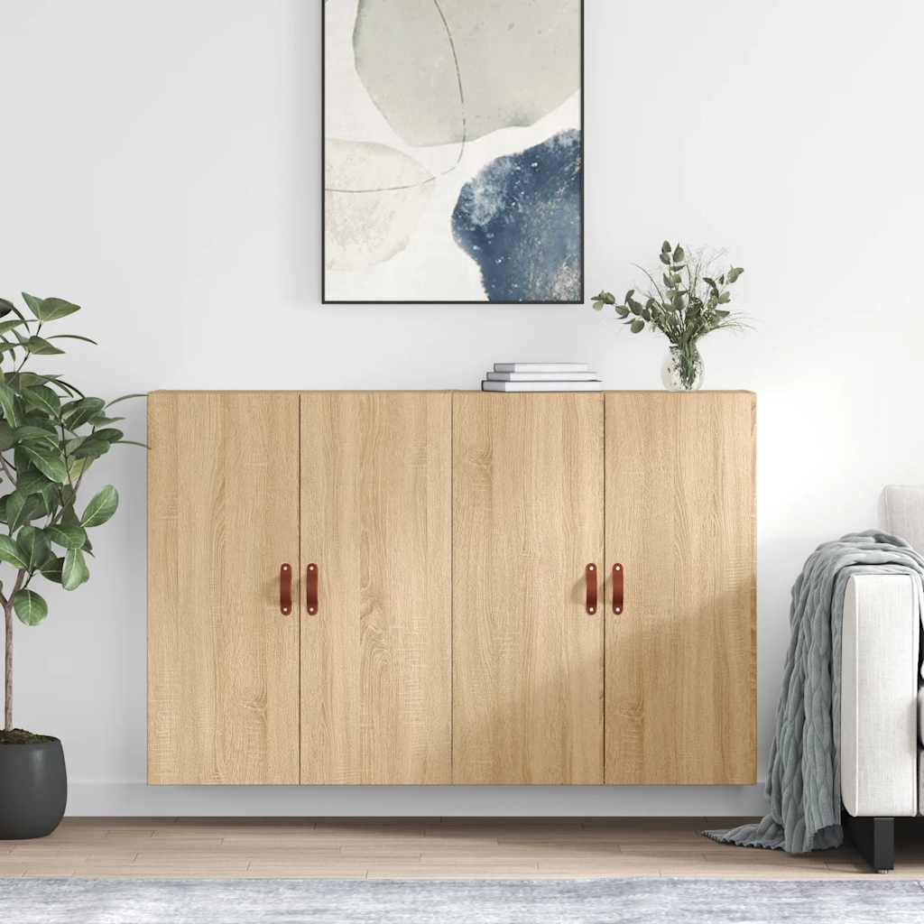 Wall Mounted Cabinets 2 pcs 69.5x34x90 cm Leather Sonoma oak