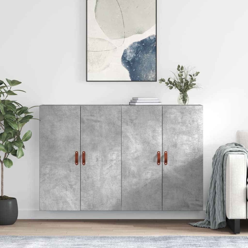 Wall Mounted Cabinets 2 pcs 69.5x34x90 cm Leather Concrete grey