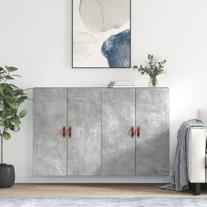 Wall Mounted Cabinets 2 pcs 69.5x34x90 cm Leather Concrete grey
