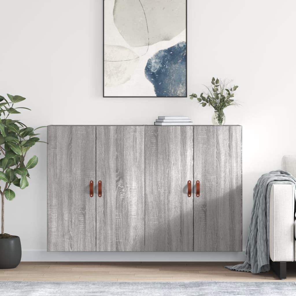 Wall Mounted Cabinets 2 pcs 69.5x34x90 cm Leather Grey sonoma