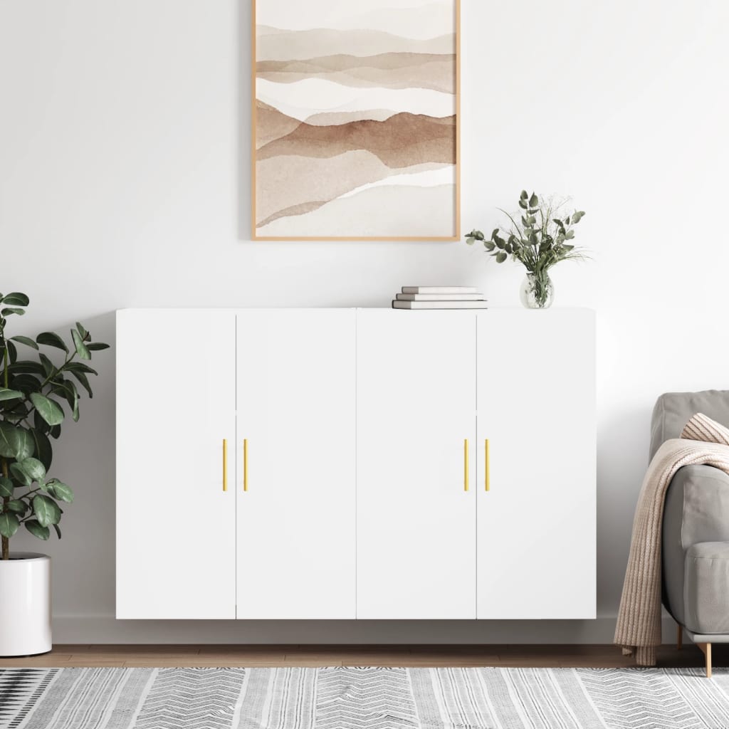Wall Mounted Cabinets 2 pcs 69.5x34x90 cm Tube Gold White