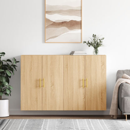 Wall Mounted Cabinets 2 pcs 69.5x34x90 cm Tube Gold Sonoma oak