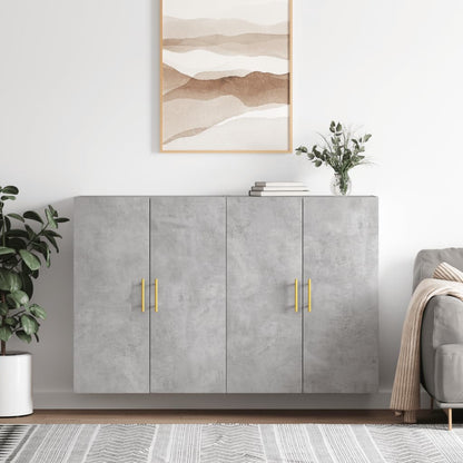 Wall Mounted Cabinets 2 pcs 69.5x34x90 cm Tube Gold Concrete grey