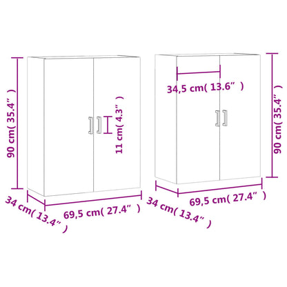 vidaXL Wall Mounted Cabinets 2 pcs Brown Oak 69.5x34x90 cm