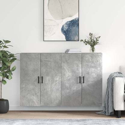 Wall Mounted Cabinets 2 pcs 69.5x34x90 cm Round Black Concrete grey