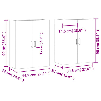 vidaXL Wall Mounted Cabinets 2 pcs Smoked Oak 69.5x34x90 cm