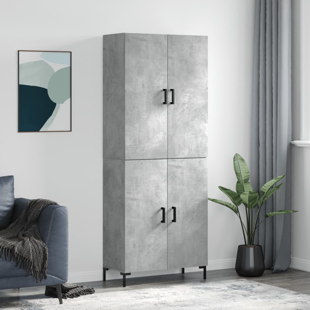 Highboard 69.5x34x180 cm Engineered Wood 2 Doors Concrete grey