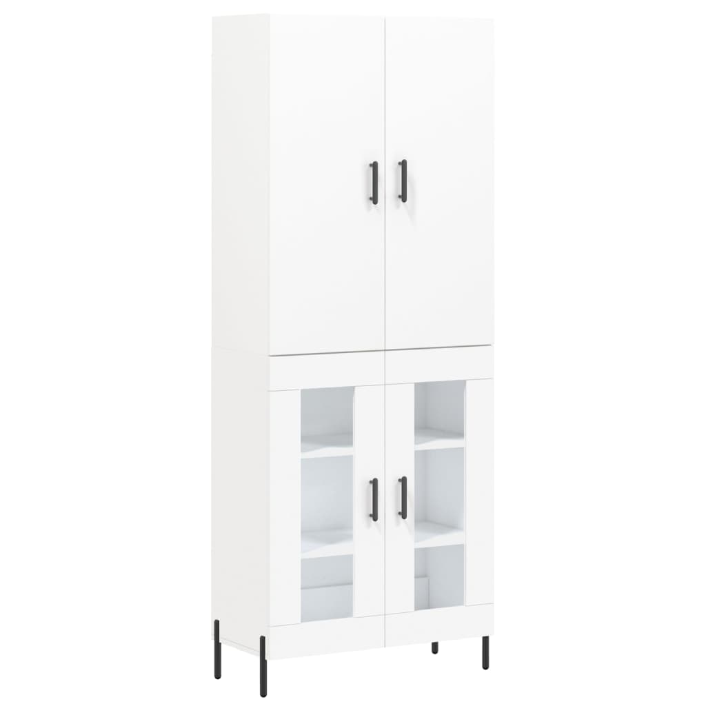 Highboard 69.5x34x180 cm Engineered Wood 2 Glass Doors White