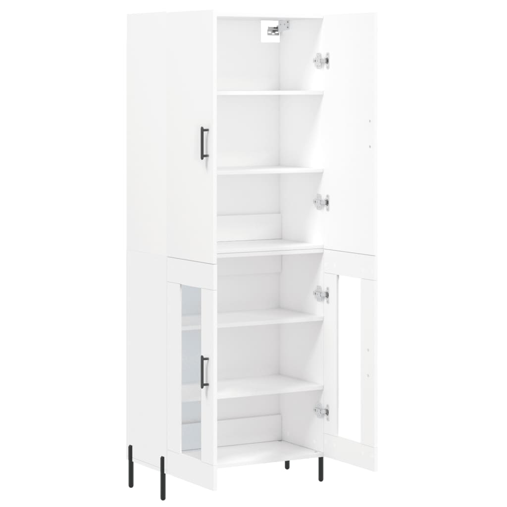 Highboard 69.5x34x180 cm Engineered Wood 2 Glass Doors White