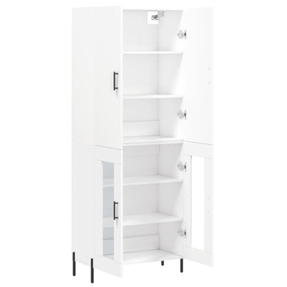 Highboard 69.5x34x180 cm Engineered Wood 2 Glass Doors White
