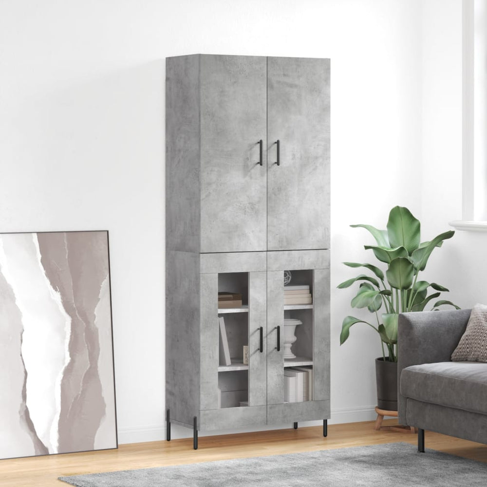 vidaXL Highboard 69.5x34x180 cm Engineered Wood 2 Glass Doors