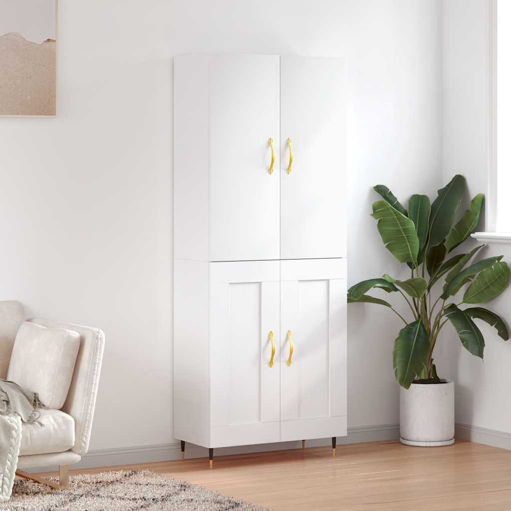 Highboard 69.5x34x180 cm Engineered Wood 2 Wood Doors White