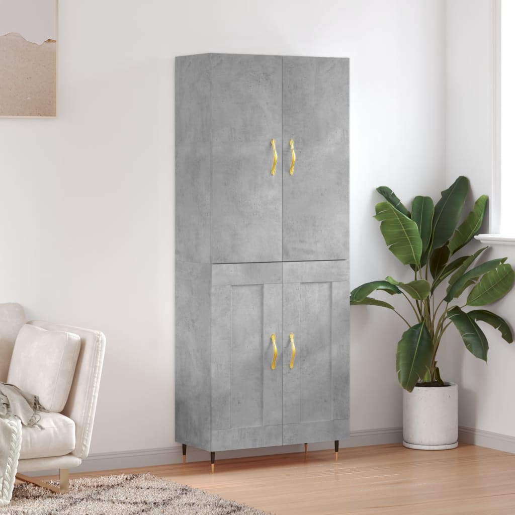 Highboard 69.5x34x180 cm Engineered Wood 2 Wood Doors Concrete grey