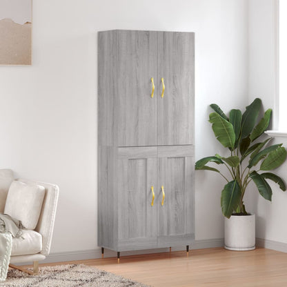 Highboard 69.5x34x180 cm Engineered Wood 2 Wood Doors Grey sonoma