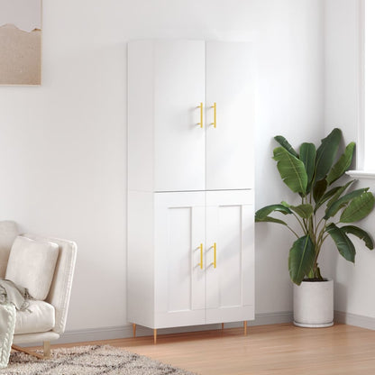 Highboard 69.5x34x180 cm Engineered Wood 2 Wood Doors White